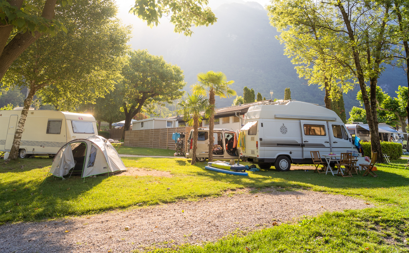 Camping at sunset