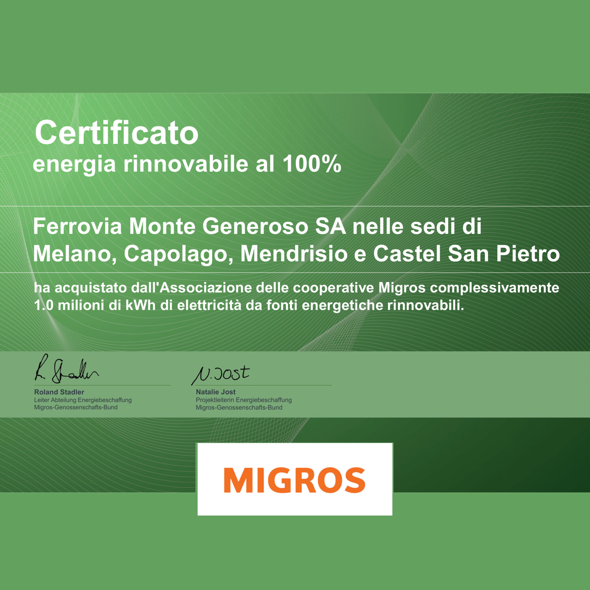 Migros certificate